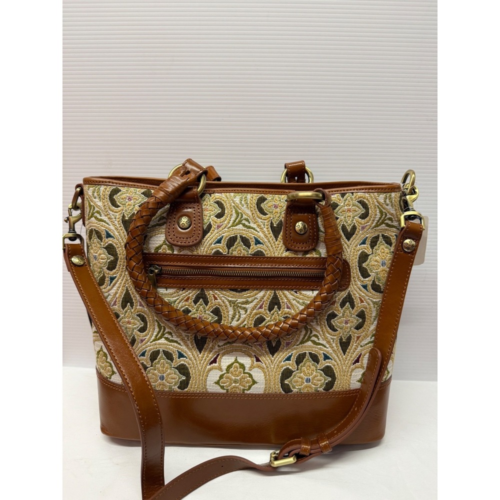 Patricia Nash LESINA Discovery Tapestry & Leather Tan Tote NEW $399 309 OF 400 - Picture 9 of 16
